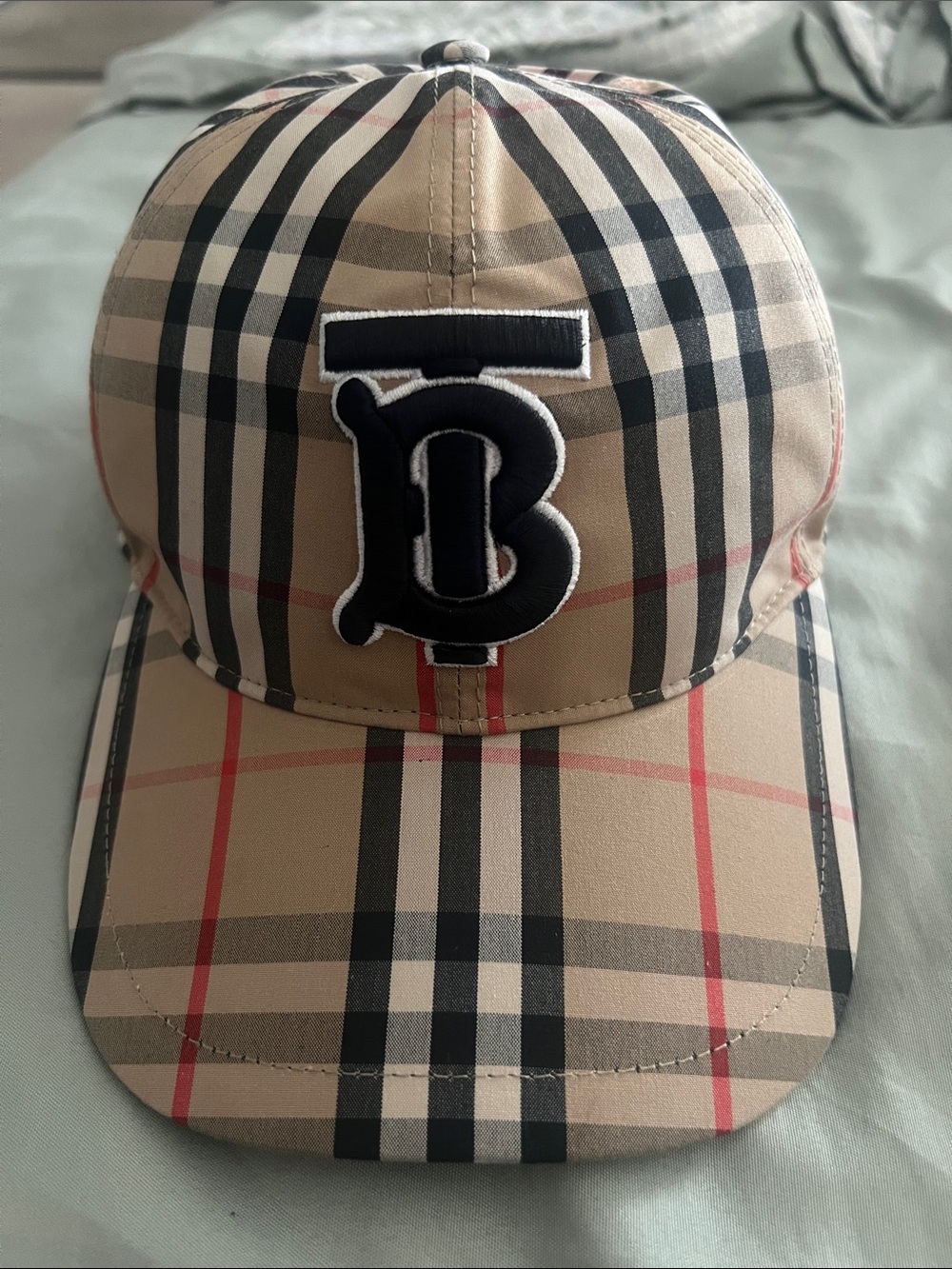 Burberry Tan Check Baseball Cap with Black Logo